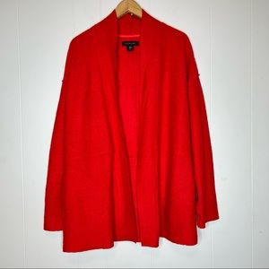Tahari Red Open Cardigan Wool Blend Sz M